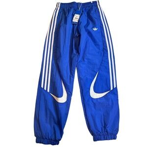 Adidas Originals Woven Track Pants Mens Medium Blue Ripstop Joggers JC9134 NEW